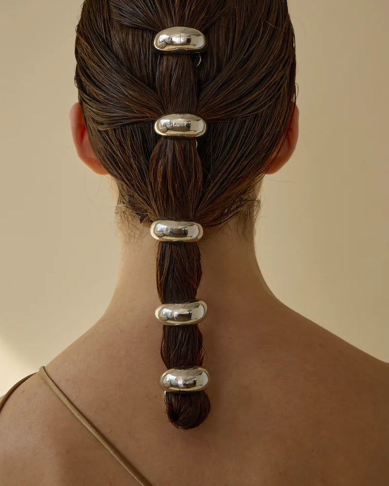 Mini Dome Hair Cuff Rhodium
