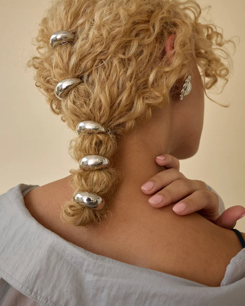Mini Dome Hair Cuff Rhodium